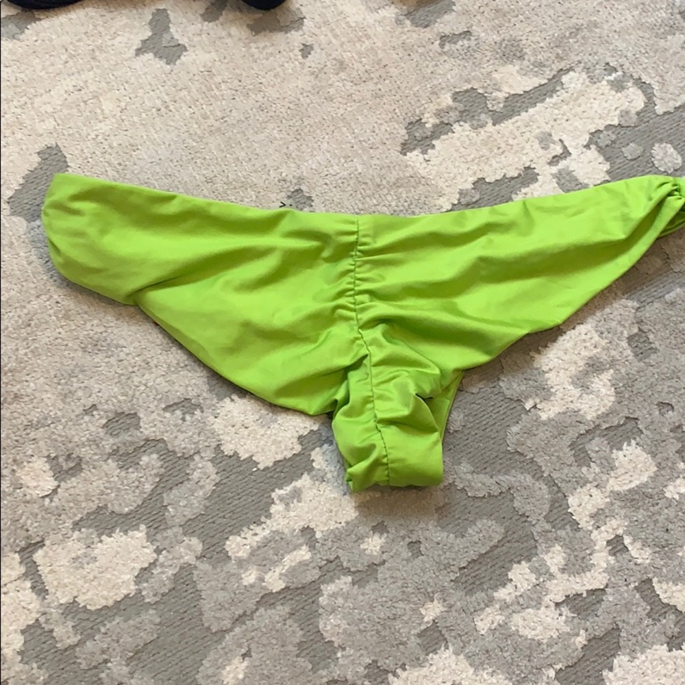 Vitamin A Samba Ruched Bikini Bottom in Lime